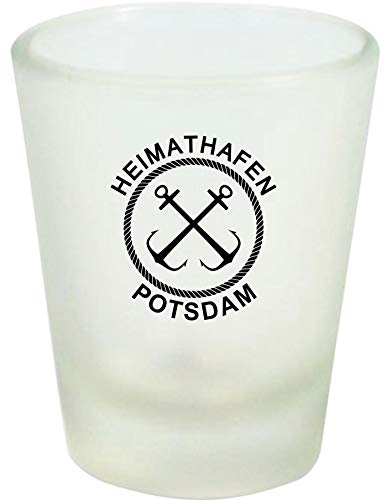 Shirtinstyle Schnapsglas Glas, Heimathafen Potsdam Anker. Urlaub Heimat Familie Zu Hause Freunde Spruch, Weiß von Shirtinstyle
