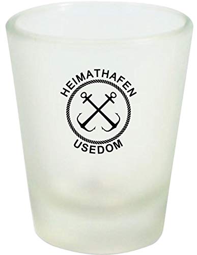 Shirtinstyle Schnapsglas Glas, Heimathafen Usedom Anker. Urlaub Heimat Familie Zu Hause Freunde Spruch, Weiß von Shirtinstyle