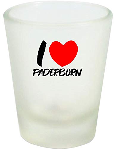 Shirtinstyle Schnapsglas Glas, I Love Paderborn. Urlaub Heimat Familie Zu Hause Freunde Spruch, Weiß von Shirtinstyle