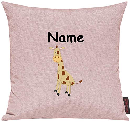 ShirtInStyle Sofakissen Kinderkissen Tiermotiv Giraffe mit Wunschnamen, Kissenhülle für Auserwählte! Farbe Altrose von ShirtInStyle