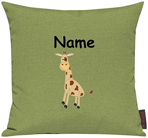 ShirtInStyle Sofakissen Kinderkissen Tiermotiv Giraffe mit Wunschnamen, Kissenhülle für Auserwählte! Farbe Kiwi von ShirtInStyle