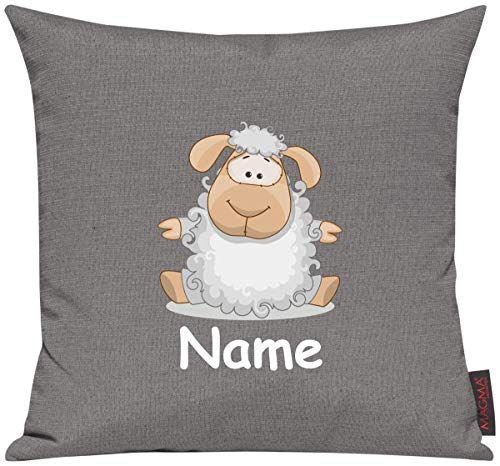ShirtInStyle Sofakissen Kinderkissen Tiermotiv Schaf mit Wunschnamen, Kissenhülle für Auserwählte! Farbe grau von ShirtInStyle