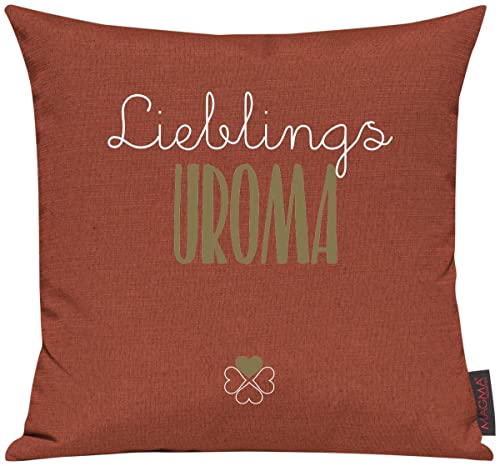 ShirtInStyle Sofakissen Motiv Typo Kuschelidee Lieblingsmensch Lieblings Uroma, Kissen, Sofa, Deko, Geschenk Familie Liebe, Farbe Coralle von ShirtInStyle