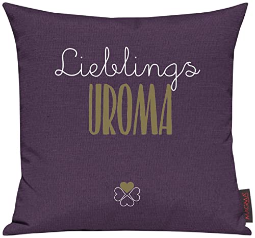 ShirtInStyle Sofakissen Motiv Typo Kuschelidee Lieblingsmensch Lieblings Uroma, Kissen, Sofa, Deko, Geschenk Familie Liebe, Farbe aubergine von ShirtInStyle