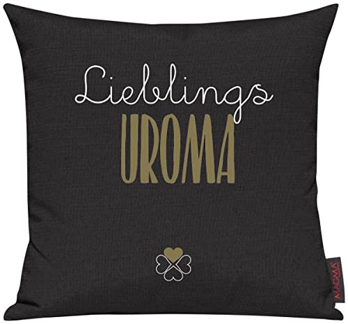 ShirtInStyle Sofakissen Motiv Typo Kuschelidee Lieblingsmensch Lieblings Uroma, Kissen, Sofa, Deko, Geschenk Familie Liebe, Farbe schwarz von ShirtInStyle