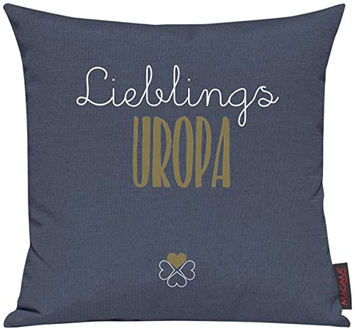 ShirtInStyle Sofakissen Motiv Typo Kuschelidee Lieblingsmensch Lieblings Uropa, Kissen, Sofa, Deko, Geschenk Familie Liebe, Farbe blau von ShirtInStyle