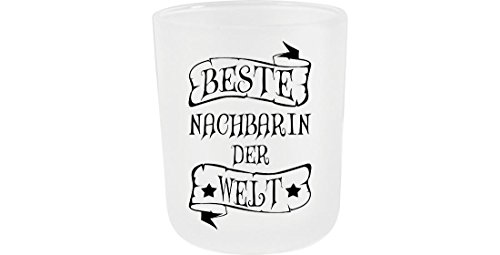 Teelichthalter satiniert aus Glas, Beste NACHBARIN der Welt Teelichthalter satiniert aus Glas, Beste NACHBARIN der Welt von Shirtinstyle