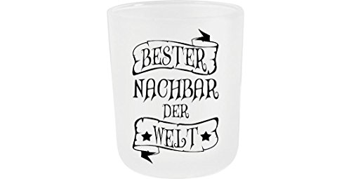Teelichthalter satiniert aus Glas, Bester Nachbar der Welt Teelichthalter satiniert aus Glas, Bester Nachbar der Welt von Shirtinstyle