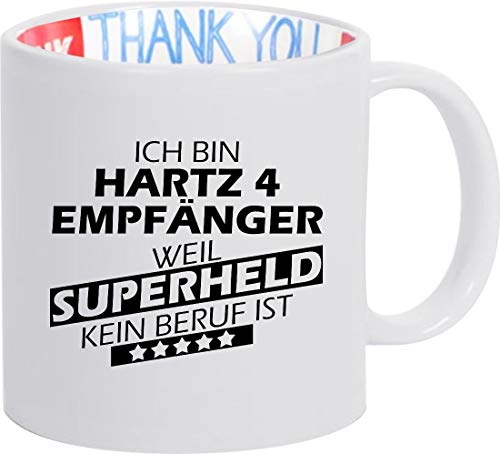 ShirtInStyle Thank You Dankeschön Tasse, Ich bin Hartz 4 Empfänger weil Superheld kein Beruf ist, Beruf Ausbildung Abschluss von ShirtInStyle