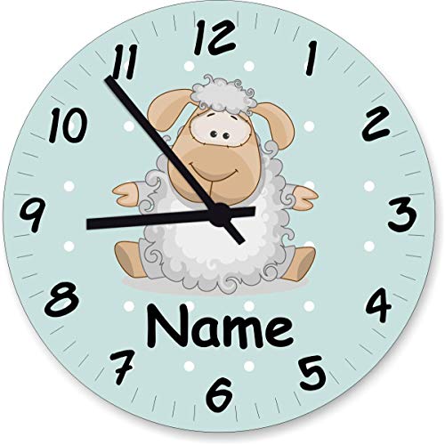 Shirtinstyle Wanduhr Kinderzimmeruhr Schaf mit Wunschnamen Geschenk Uhr Kinder Handmade, 29cm, Farbe Pastellmint Shirtinstyle Wanduhr Kinderzimmeruhr Schaf mit Wunschnamen Geschenk Uhr Kinder Handmade, 29cm, Farbe Pastellmint von Shirtinstyle