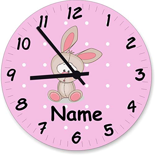 Shirtinstyle Wanduhr Kinderzimmeruhr Hase mit Wunschnamen Geschenk Uhr Kinder Handmade, 29cm, Farbe Pastellrosa Shirtinstyle Wanduhr Kinderzimmeruhr Hase mit Wunschnamen Geschenk Uhr Kinder Handmade, 29cm, Farbe Pastellrosa von Shirtinstyle