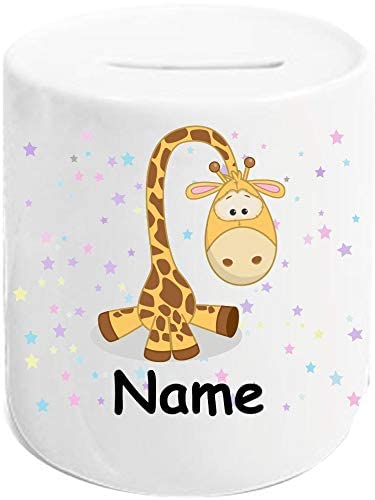 Spardose Sparschwein, Motiv Giraffe Giraffes, Kinder Tier Motive Namen Wunschtext von ShirtInStyle