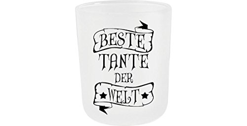 Teelichthalter satiniert aus Glas, Beste Tante der Welt von ShirtInStyle