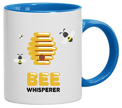 Geschenkidee Imker Bienen Kaffeetasse 2-farbige Tasse Bee Whisperer, Größe: onesize,weiß/hellblau von ShirtStreet