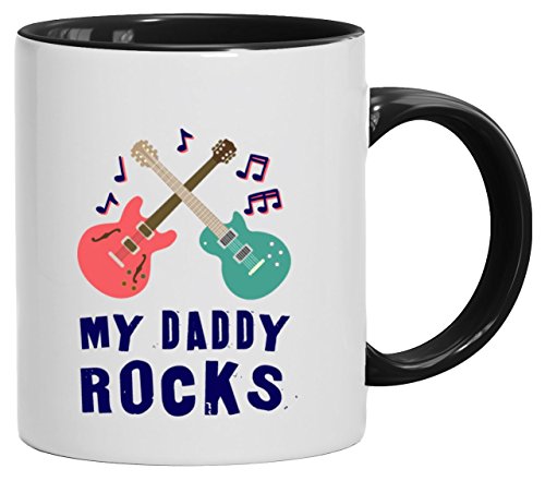 Geschenkidee Vatertags Kaffeetasse 2-farbige Tasse Guitars - My Daddy Rocks, Größe: onesize,weiß/schwarz von ShirtStreet