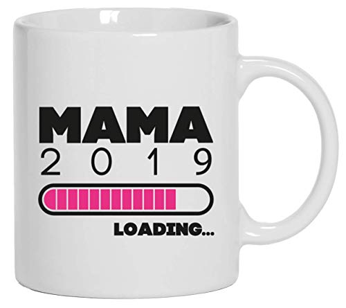 Geschenkidee zur Geburt bedruckte Kaffeetasse Bürotasse mit Spruch Motiv Mama 2019 Loading, Größe: onesize,Weiß von ShirtStreet