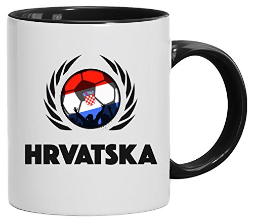 Hrvatska Croatia Soccer Fussball Football World Cup WM 2-farbige Kaffeetasse Fußball Kroatien, Größe: onesize,weiß/schwarz von ShirtStreet