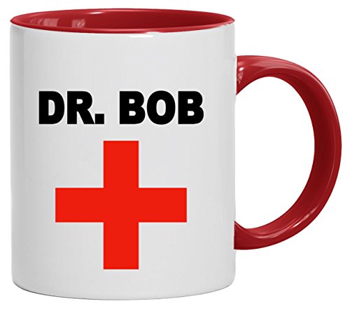 Lustige Geschenkidee Arzt ƒrztin Praxis Kaffeetasse 2-farbige Tasse Dr. Bob, Größe: onesize,weiß/rot von ShirtStreet