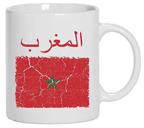 Marokko Fußball WM Fanfest Gruppen bedruckte Kaffeetasse Bürotasse mit Spruch Motiv Wappen Marocco, Größe: onesize,Weiß von ShirtStreet