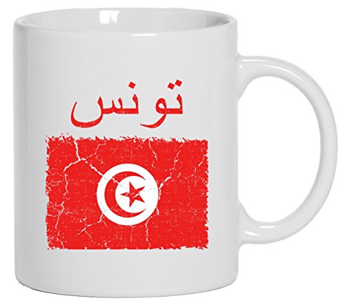 Tunesien Fußball WM Fanfest Gruppen Fan bedruckte Kaffeetasse Bürotasse mit Spruch Motiv Wappen Tunisia, Größe: onesize,Weiß von ShirtStreet