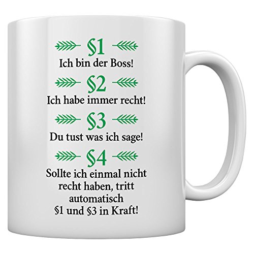 Besserwisser - Ich bin der Boss Geschenktasse Kaffeetasse Tee Tasse Becher 11 Oz. Weiß von Shirtgeil