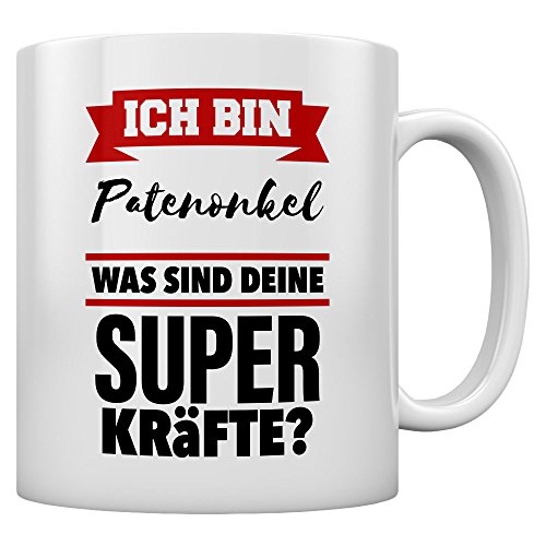 Tasse mit Spruch Onkel Geschenk Tasse für Patenonkel mit Superkräften Tassen 11 Oz. Weiß von Shirtgeil