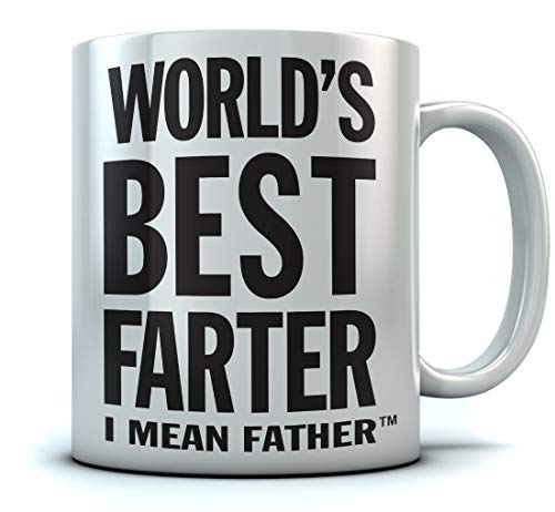 Tasse mit Spruch Papa World's Best Farter I Mean Father Geschenk für Papa Kaffeetasse 11 Oz. Weiß von Shirtgeil
