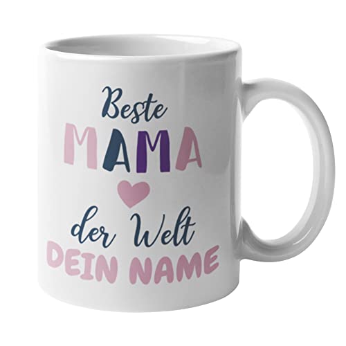 Geschenk für Mama Tasse personalisiert mit Namen - Beste Mama der Welt - Geschenk Idee Stiefmutter Muttertag Geburtstag Weihnachten Ostern von Shirtinator