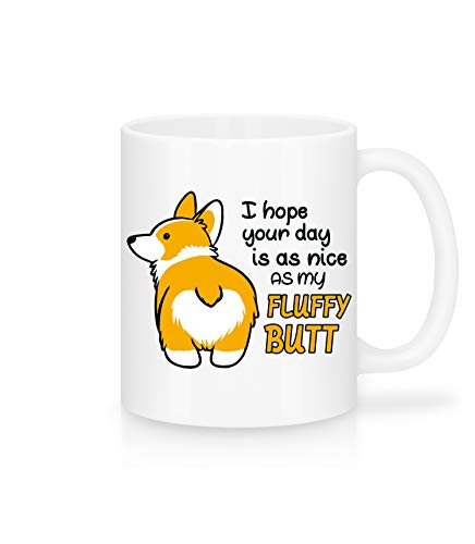 Shirtinator, Corgi Tasse, Fluffy Butt Fun Geschenkideen Weihnachten Geburtstag, weiß, 235ml von Shirtinator