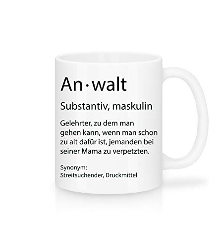 Shirtinator Beruf Definition Anwalt Geschenk Tasse mit Spruch, Arbeit Kollegen Gag Job witzig Teetasse von Shirtinator