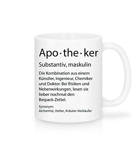 Shirtinator Beruf Definition Apotheker Geschenk Tasse mit Spruch, Arbeit Kollegen Gag Job witzig Teetasse von Shirtinator