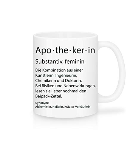 Shirtinator Beruf Definition Apothekerin Geschenk Tasse mit Spruch, Arbeit Kollegen Gag Job witzig Teetasse von Shirtinator