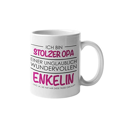 Shirtinator Opa Geschenk Tasse mit Spruch I Stolzer Opa Enkelin I Geburtstag Vatertag Geschenkideen für Papa Vater Geschenk für Männer Enkelin von Shirtinator