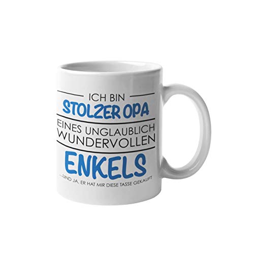 Shirtinator Opa Geschenk Tasse mit Spruch I Stolzer Opa eines wundervollen Enkels Geburtstag Vatertag Geschenkideen von Shirtinator