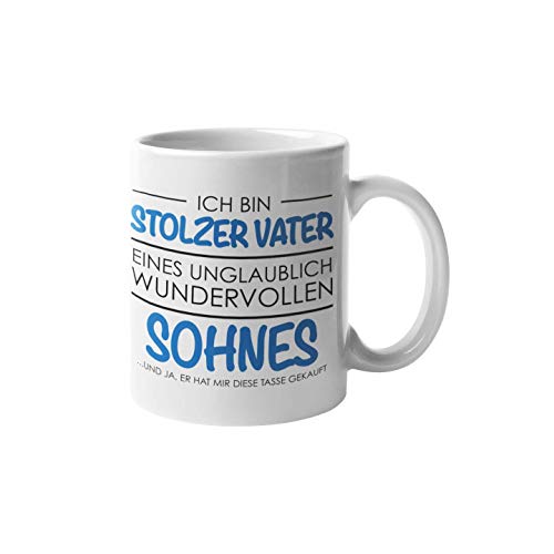 Shirtinator Papa Geschenk Tasse mit Spruch I Stolzer Vater I Papa Sohn Geschenk I Geburtstag Vatertagsgeschenke Geschenkideen für Papa Vatertag von Shirtinator