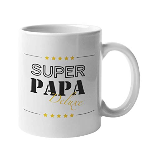 Shirtinator Papa Geschenk Tasse mit Spruch I Super Papa Deluxe I Geburtstag Vatertagsgeschenk Geschenkideen zum Vater-tag von Shirtinator