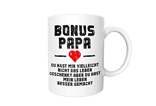 Shirtinator Papa Geschenkideen Bonus Papa I Geschenkidee-n Vatertag Stiefvater Geburtstag für Papa Geschenk-e I Tasse mit lustigem Spruch von Shirtinator