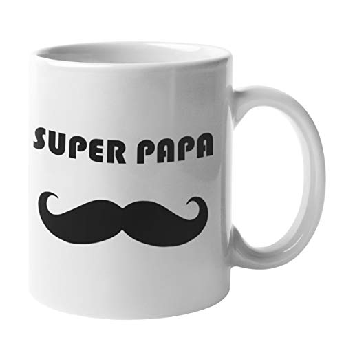 Shirtinator Tasse Papa Geschenk I Super Papa I Geburtstag Vatertagsgeschenk Geschenkidee Vater-tag Schnurrbart von Shirtinator