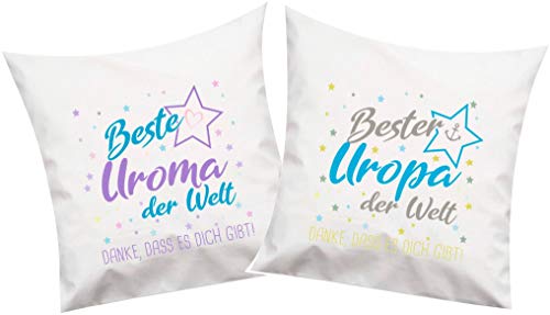 ShirtInStyle, Geschenkset, Kissenset beste Uroma, bester Uropa der Welt, danke das es Dich gibt! Farbe weiß ShirtInStyle, Geschenkset, Kissenset beste Uroma, bester Uropa der Welt, danke das es Dich gibt! Farbe weiß von Shirtinstyle
