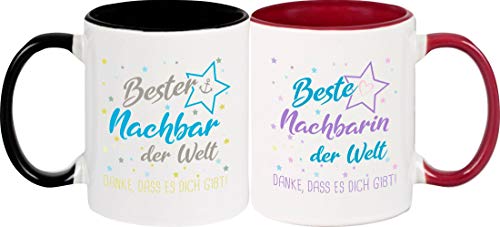 Shirtinstyle, Tassenset Beste Nachbarin, Bester Nachbar der Welt, Danke das es Dich gibt! Farbe weinrot und schwarz Shirtinstyle, Tassenset Beste Nachbarin, Bester Nachbar der Welt, Danke das es Dich gibt! Farbe weinrot und schwarz von Shirtinstyle