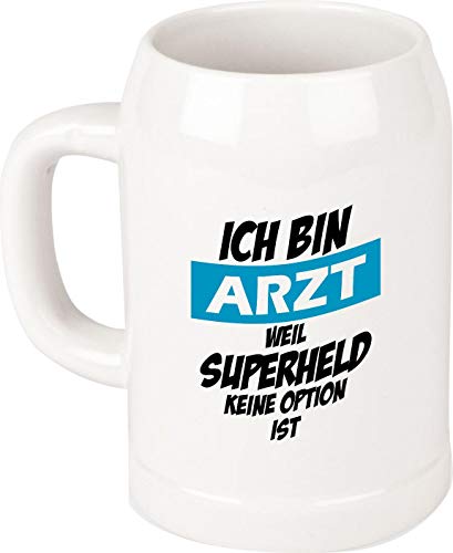 Shirtinstyle Bierkrug, Ich Bin Arzt Weil Superheld kein Option ist, Dankeschön Anerkennung von Shirtinstyle