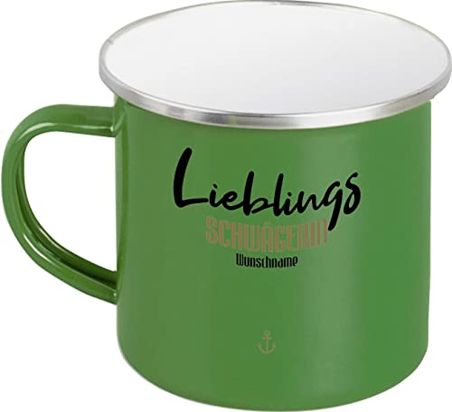 ShirtInStyle EMAILLE Kaffeepott Tasse, Lieblingsmensch Lieblings Schwägerin, Spruch, Motiv, Farbe Grün von ShirtInStyle