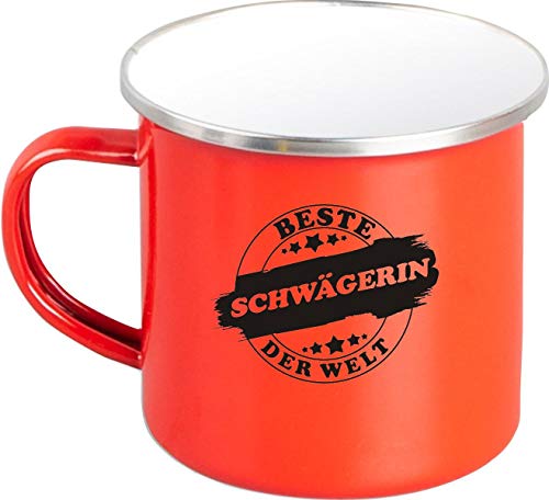 Emaille Kaffeepott Tasse Diplom Beste Schwägerin Der Welt, Mug, Becher, Campen, Lagerfeuer, Cup, Retro, Pott, Farbe Rot von ShirtInStyle