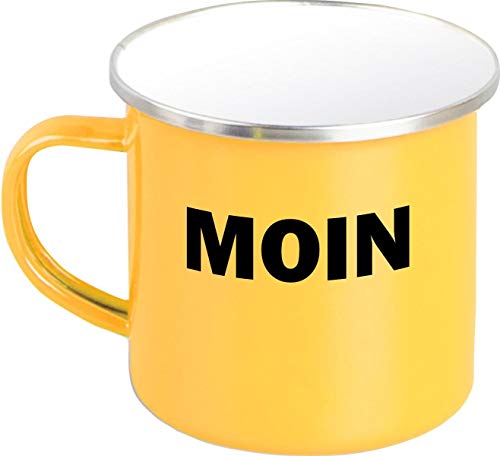 Emaillebecher, Moin Heimat Küste, Familie, Kaffee Becher Mug Emaille Tasse, Gelb von ShirtInStyle