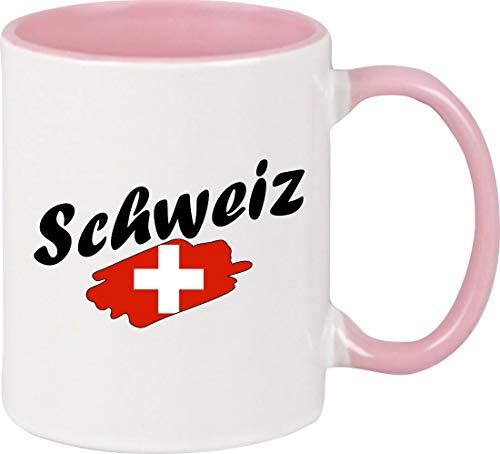 ShirtInStyle Kaffeepott Kaffeetasse Schweiz Flagge, Land, Länder, rosa von ShirtInStyle