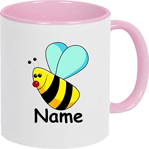 ShirtInStyle Kindertasse, Teetasse, Tasse, Biene mit Wunschnamen, Wunschtext, Spruch, Kinder, Tiere, Natur, Kaffeetasse, Pott, Becher, Farbe rosa von ShirtInStyle