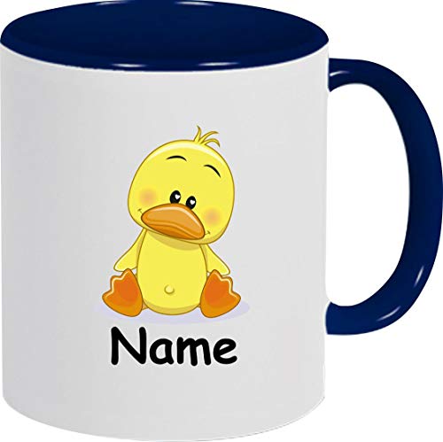 ShirtInStyle Kindertasse, Teetasse, Tasse, Ente mit Wunschnamen, Wunschtext, Spruch, Kinder, Tiere, Natur, Kaffeetasse, Pott, Becher, Farbe blau von ShirtInStyle