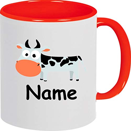 ShirtInStyle Kindertasse, Teetasse, Tasse, Kuh mit Wunschnamen, Wunschtext, Spruch, Kinder, Tiere, Natur, Kaffeetasse, Pott, Becher, Farbe rot von ShirtInStyle