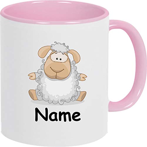 ShirtInStyle Kindertasse, Teetasse, Tasse, Schaf mit Wunschnamen, Wunschtext, Spruch, Kinder, Tiere, Natur, Kaffeetasse, Pott, Becher, Farbe rosa von ShirtInStyle