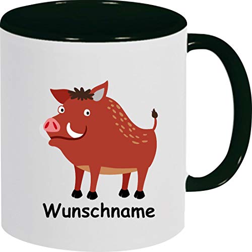 ShirtInStyle Kindertasse, Teetasse, Tasse, Wildschwein mit Wunschnamen, Wunschtext, Spruch, Kinder, Tiere, Natur, Kaffeetasse, Pott, Becher, Farbe schwarz von ShirtInStyle